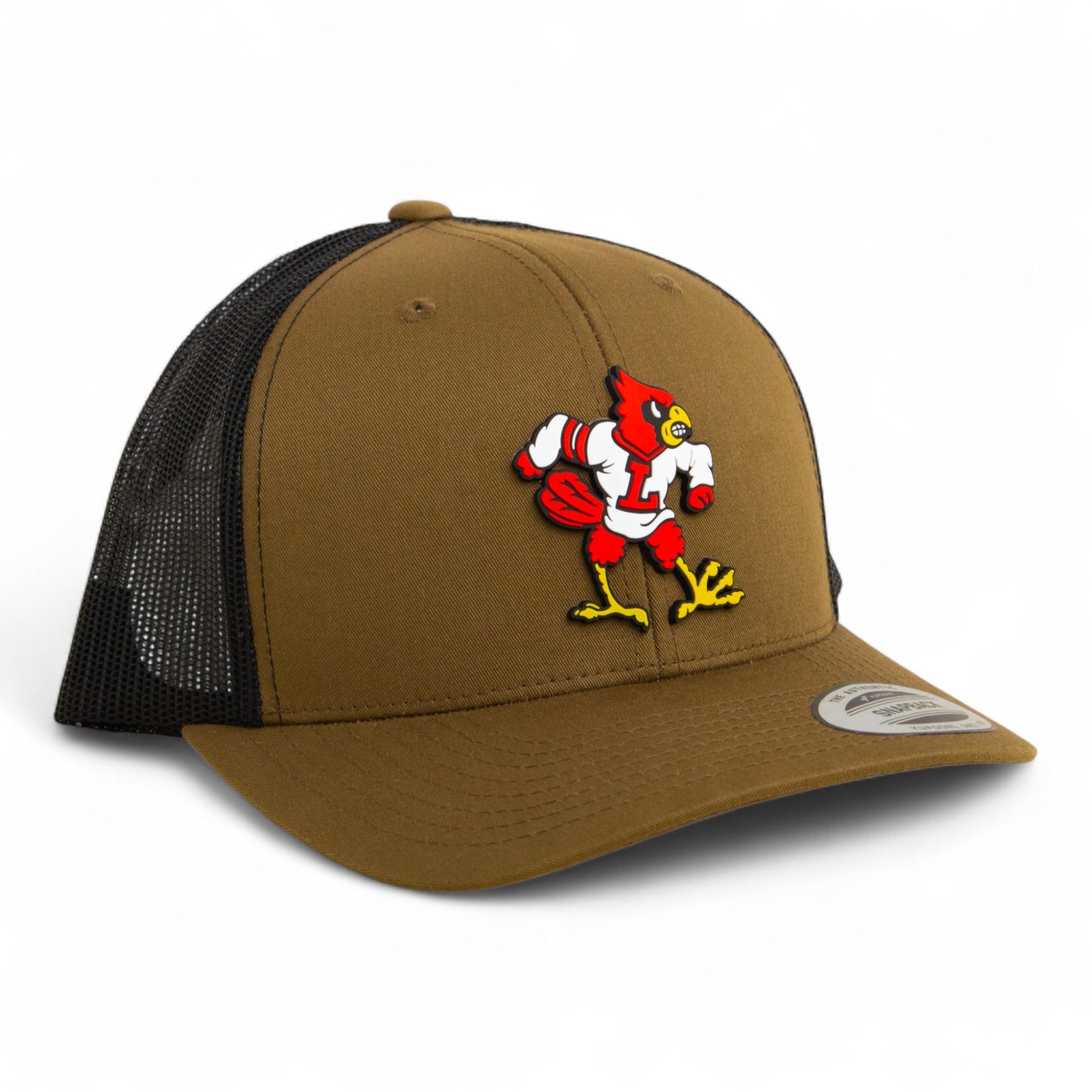 Louisville Cardinals Retro 3D YP Snapback Trucker Hat- Coyote/ Black
