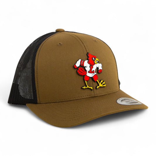 Louisville Cardinals Retro 3D YP Snapback Trucker Hat- Coyote/ Black