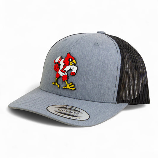 Louisville Cardinals Retro 3D YP Snapback Trucker Hat- Heather Grey/ Black