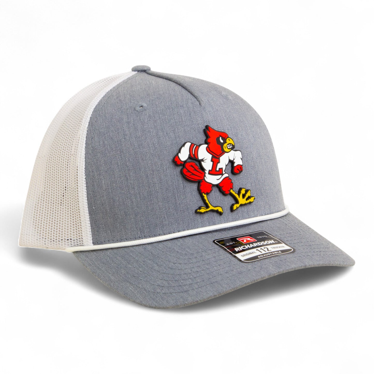 Louisville Cardinals Retro 3D Snapback Trucker Rope Hat- Heather Grey/ White