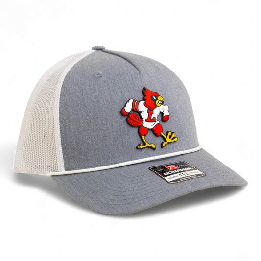 Louisville Cardinals Retro 3D Snapback Trucker Rope Hat- Heather Grey/ White