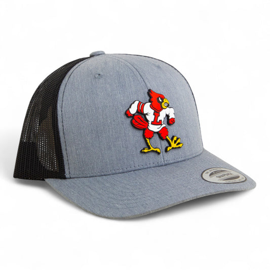 Louisville Cardinals Retro 3D YP Snapback Trucker Hat- Heather Grey/ Black