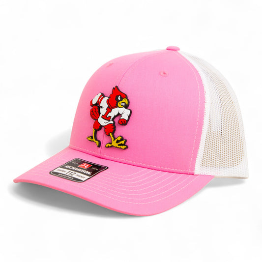 Louisville Cardinals Retro 3D Snapback Trucker Hat- Pink/ White