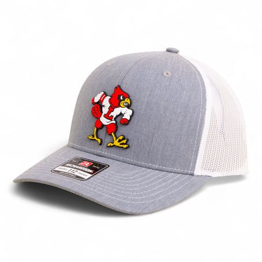 Louisville Cardinals Retro 3D Snapback Trucker Hat- Heather Grey/ White