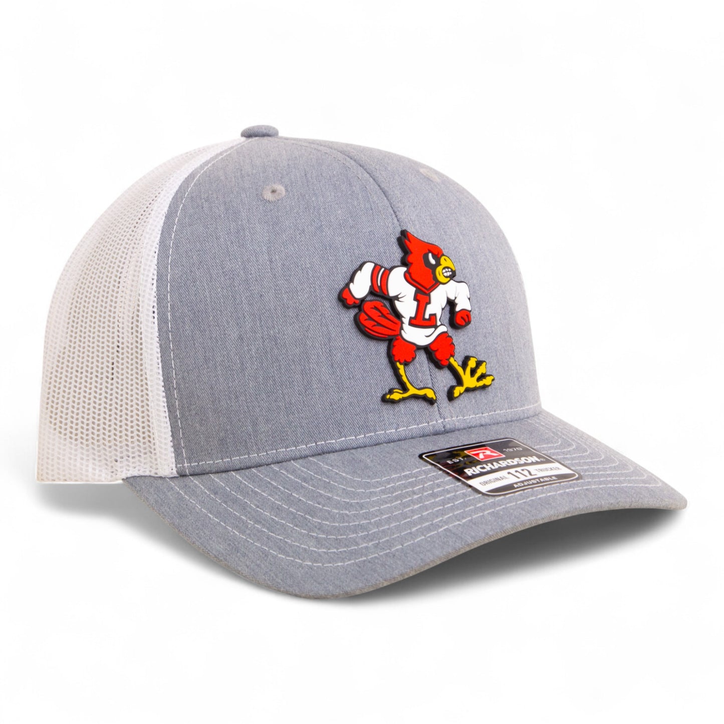 Louisville Cardinals Retro 3D Snapback Trucker Hat- Heather Grey/ White
