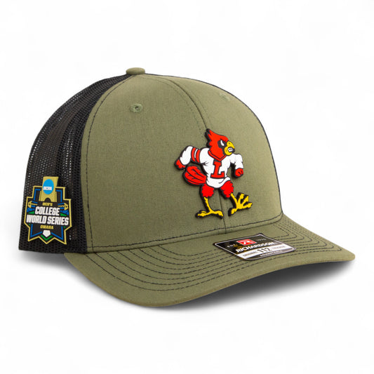 Louisville Cardinals Retro 2025 College World Series 3D Snapback Trucker Hat- Loden/ Black