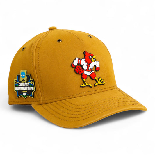 Louisville Cardinals Retro 2025 College World Series 3D Snapback Canvas Hat- Wheat
