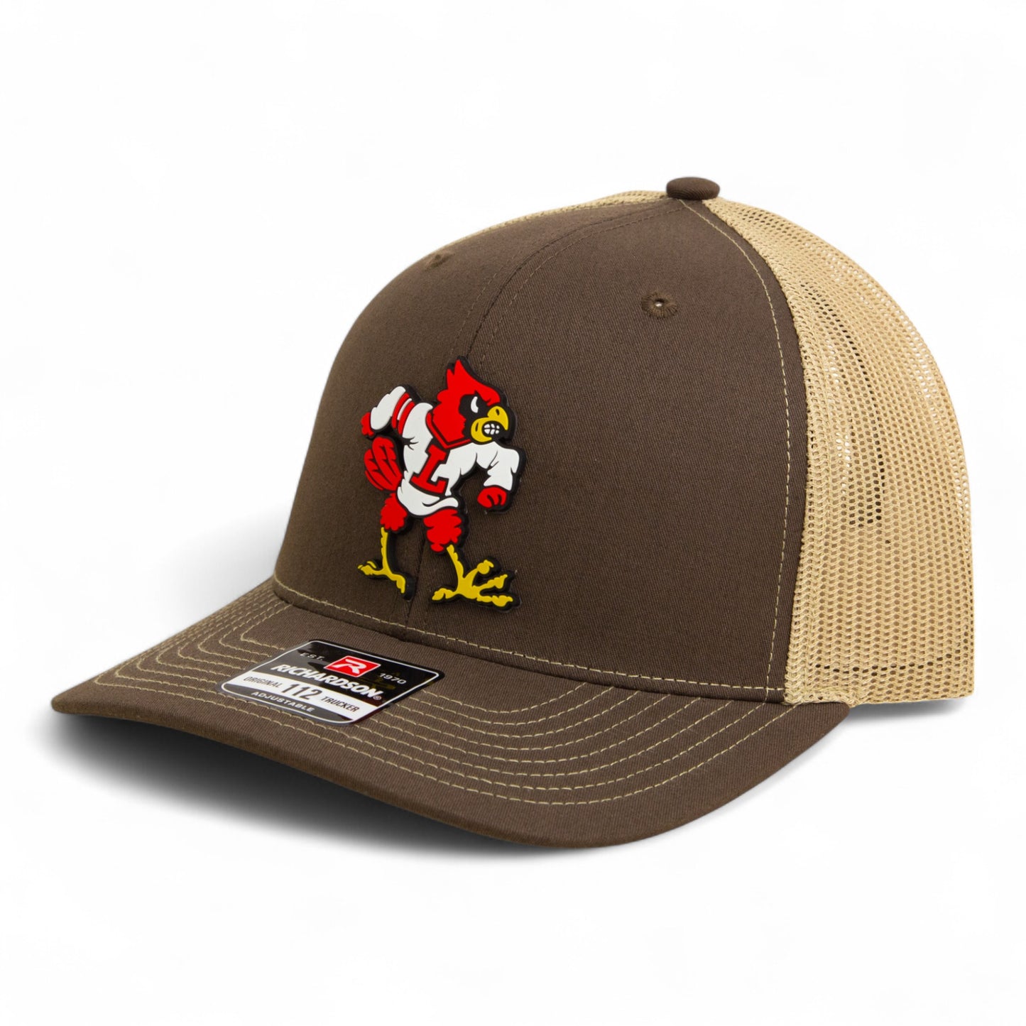 Louisville Cardinals Retro 3D Snapback Trucker Hat- Brown/ Tan