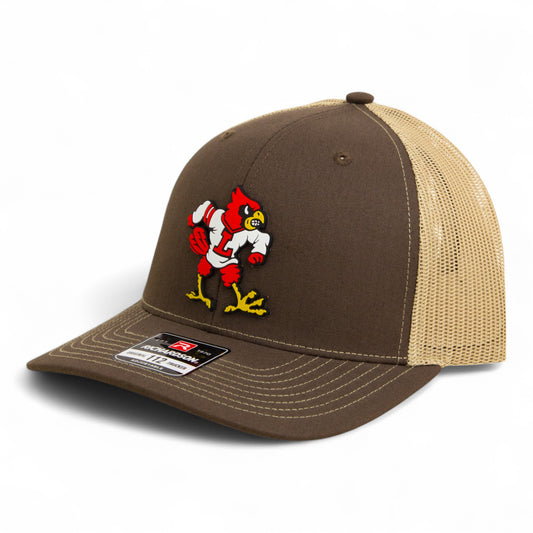 Louisville Cardinals Retro 3D Snapback Trucker Hat- Brown/ Tan