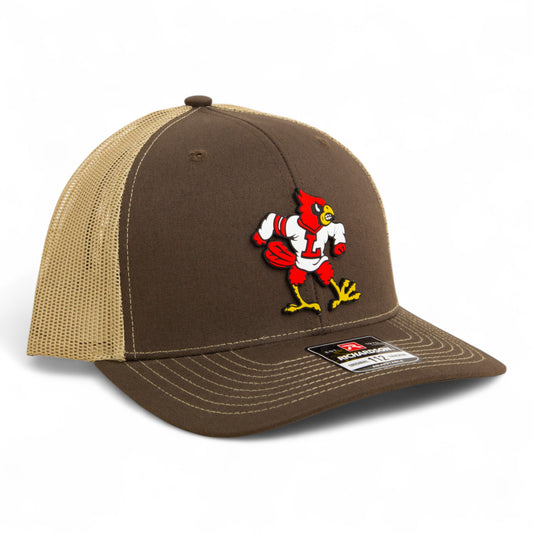 Louisville Cardinals Retro 3D Snapback Trucker Hat- Brown/ Tan