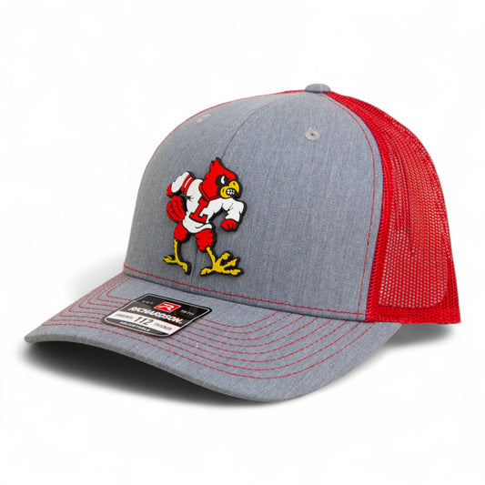 Louisville Cardinals Retro 3D Snapback Trucker Hat- Heather Grey/ Red