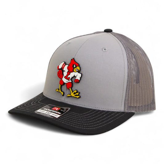 Louisville Cardinals Retro 3D Snapback Trucker Hat- Grey/ Charcoal/ Black