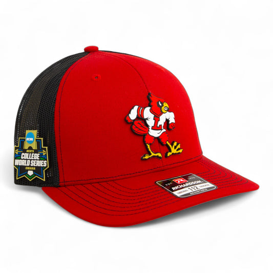 Louisville Cardinals Retro 2025 College World Series 3D Snapback Trucker Hat- Red/ Black