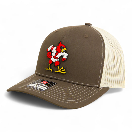 Louisville Cardinals Retro 3D Snapback Trucker Hat- Chocolate Chip/ Birch