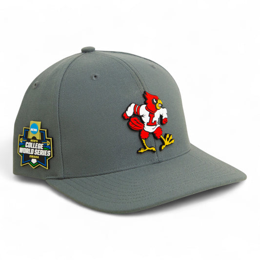 Louisville Cardinals Retro 2025 College World Series 3D Snapback Surge Trucker Hat- Charcoal