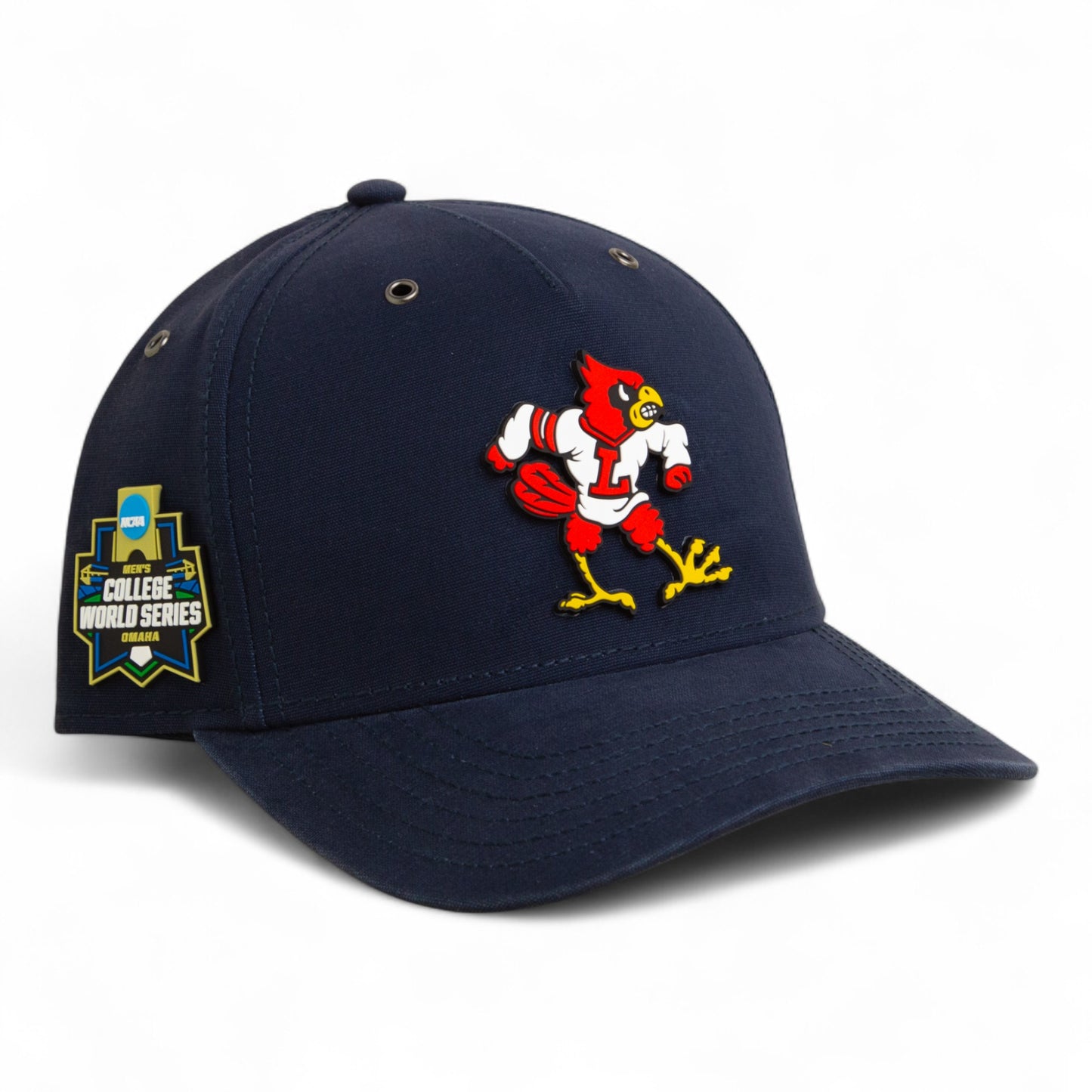 Louisville Cardinals Retro 2025 College World Series 3D Snapback Canvas Hat- Navy