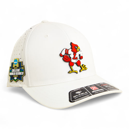 Louisville Cardinals Retro 2025 College World Series 3D Laser Perf R-Flex Cap- White