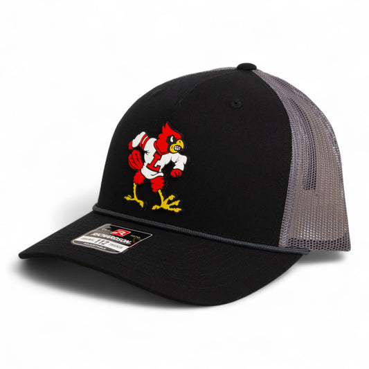 Louisville Cardinals Retro 3D Snapback Trucker Rope Hat- Black/ Charcoal