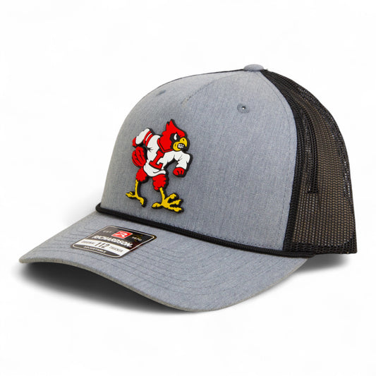 Louisville Cardinals Retro 3D Snapback Trucker Rope Hat- Heather Grey/ Black