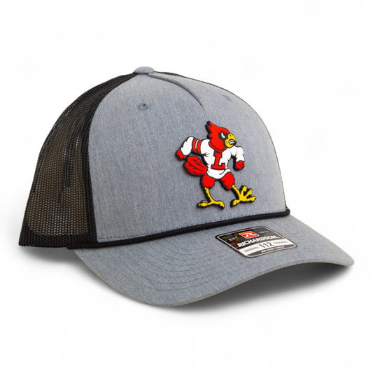 Louisville Cardinals Retro 3D Snapback Trucker Rope Hat- Heather Grey/ Black