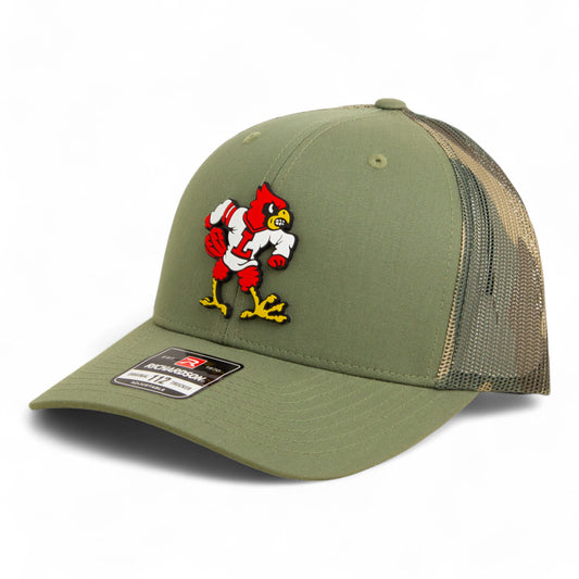 Louisville Cardinals Retro 3D Snapback Trucker Hat- Loden/ Green Camo