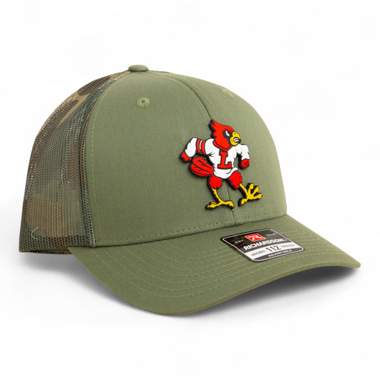 Louisville Cardinals Retro 3D Snapback Trucker Hat- Loden/ Green Camo