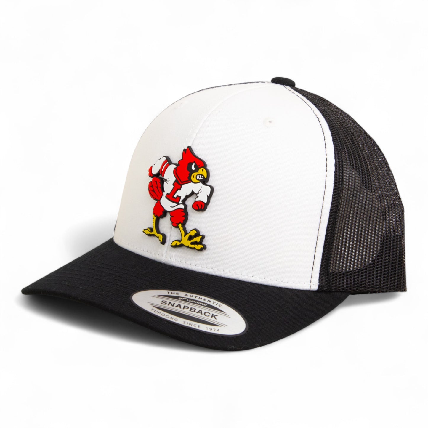 Louisville Cardinals Retro 3D YP Snapback Trucker Hat- White/ Black