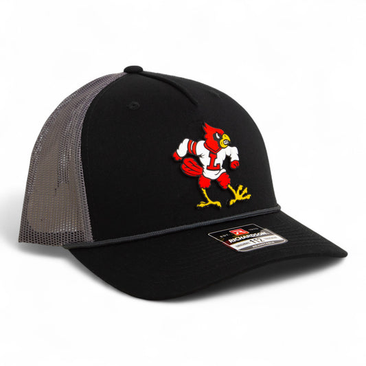 Louisville Cardinals Retro 3D Snapback Trucker Rope Hat- Black/ Charcoal