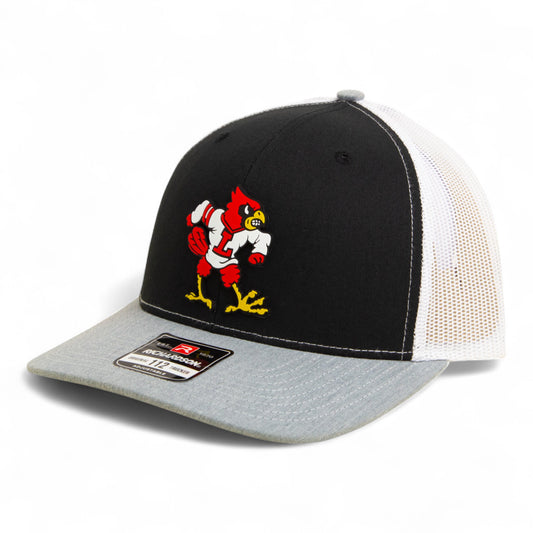 Louisville Cardinals Retro 3D Snapback Trucker Hat- Black/ White/ Heather Grey
