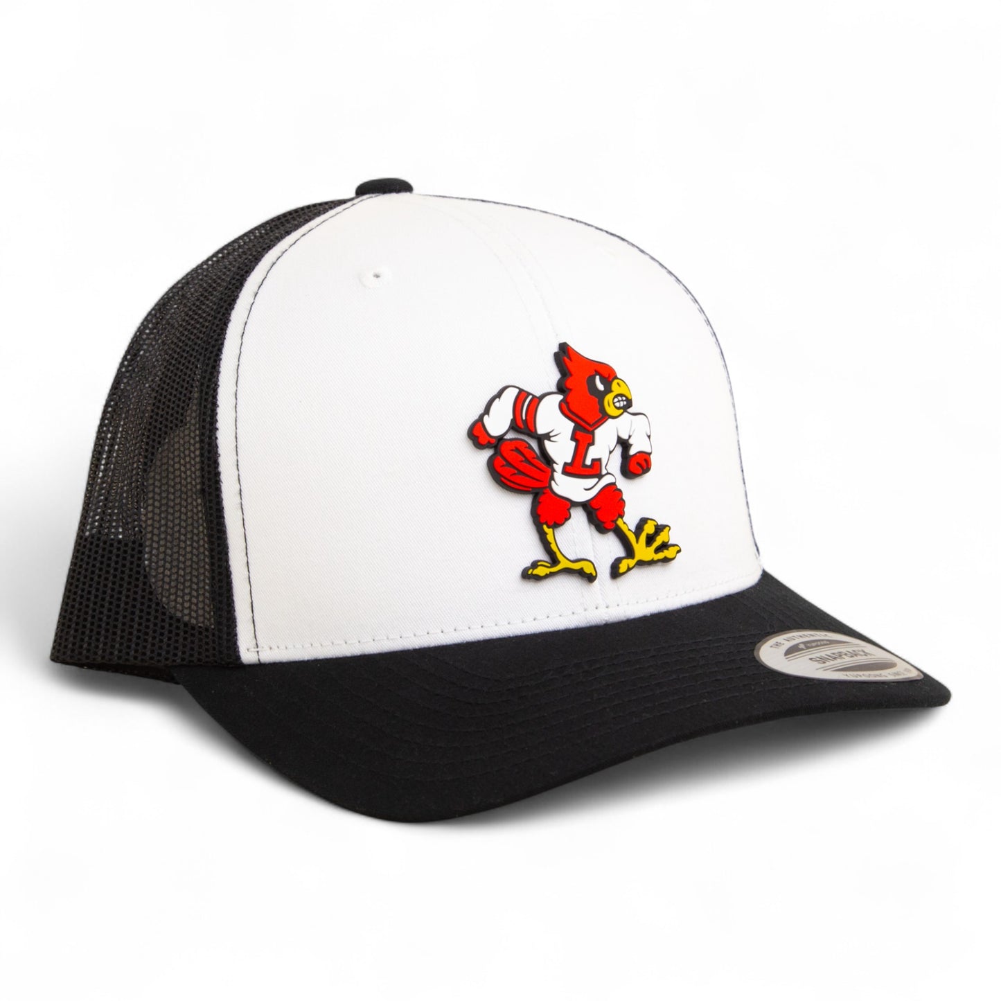 Louisville Cardinals Retro 3D YP Snapback Trucker Hat- White/ Black