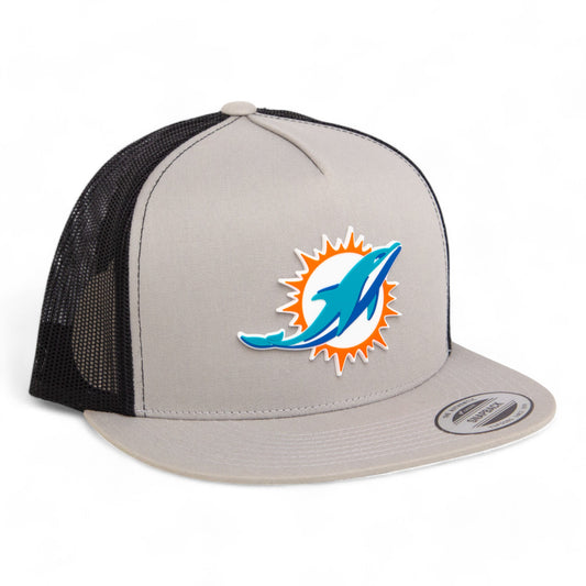 Miami Dolphins 3D YP Snapback Flat Bill Trucker Hat- Silver/ Black