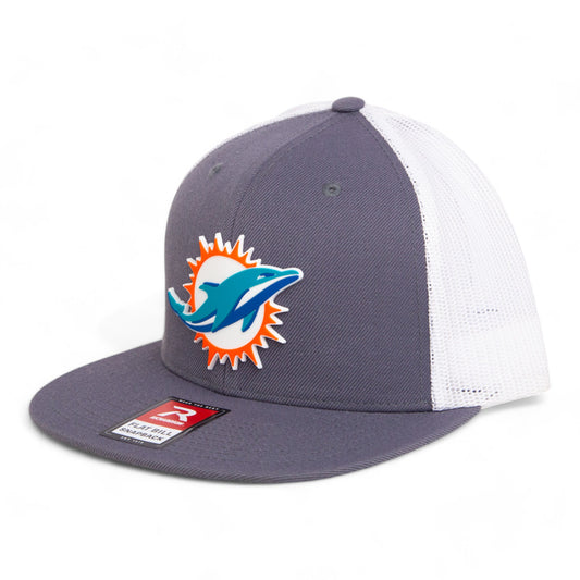 Miami Dolphins 3D Wool Blend Flat Bill Hat- Charcoal/ White