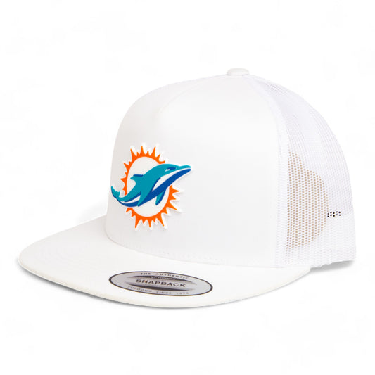 Miami Dolphins 3D YP Snapback Flat Bill Trucker Hat- White