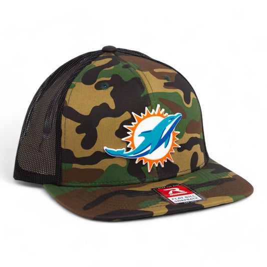 Miami Dolphins 3D Wool Blend Flat Bill Hat- Army Camo/ Black