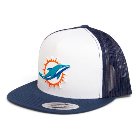 Miami Dolphins 3D YP Snapback Flat Bill Trucker Hat- White/ Navy