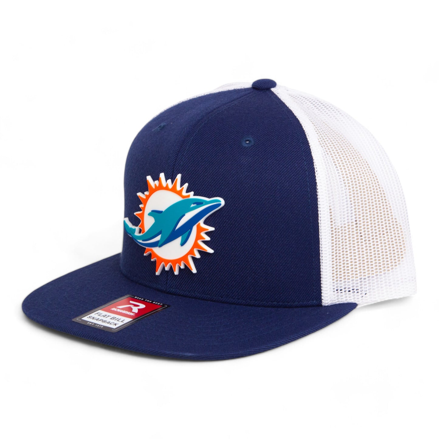 Miami Dolphins 3D Wool Blend Flat Bill Hat- Navy/ White