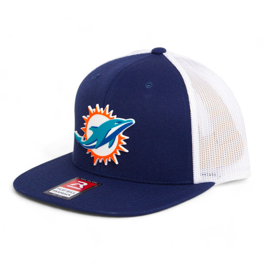 Miami Dolphins 3D Wool Blend Flat Bill Hat- Navy/ White