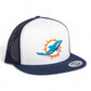 Miami Dolphins 3D YP Snapback Flat Bill Trucker Hat- White/ Navy