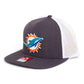 Miami Dolphins 3D Wool Blend Flat Bill Hat- Heather Charcoal/ White