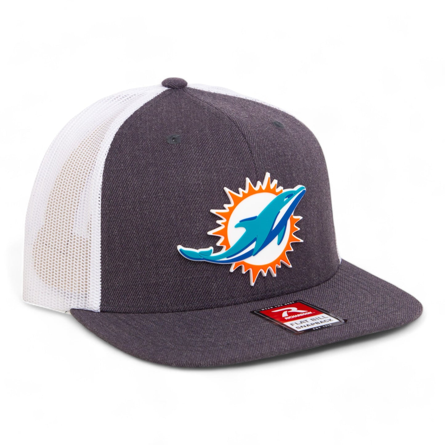 Miami Dolphins 3D Wool Blend Flat Bill Hat- Heather Charcoal/ White