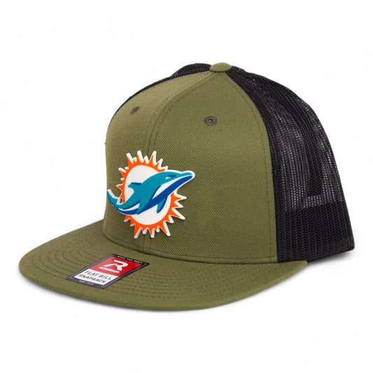 Miami Dolphins 3D Wool Blend Flat Bill Hat- Loden/ Black