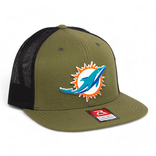 Miami Dolphins 3D Wool Blend Flat Bill Hat- Loden/ Black