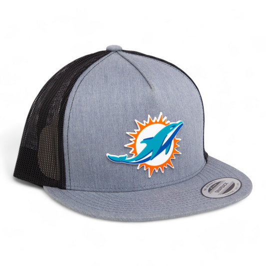 Miami Dolphins 3D YP Snapback Flat Bill Trucker Hat- Heather Grey/ Black