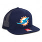 Miami Dolphins 3D Wool Blend Flat Bill Hat- Navy