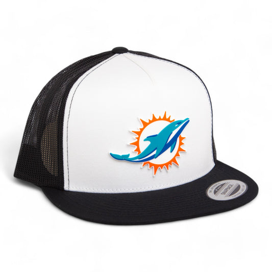 Miami Dolphins 3D YP Snapback Flat Bill Trucker Hat- White/ Black