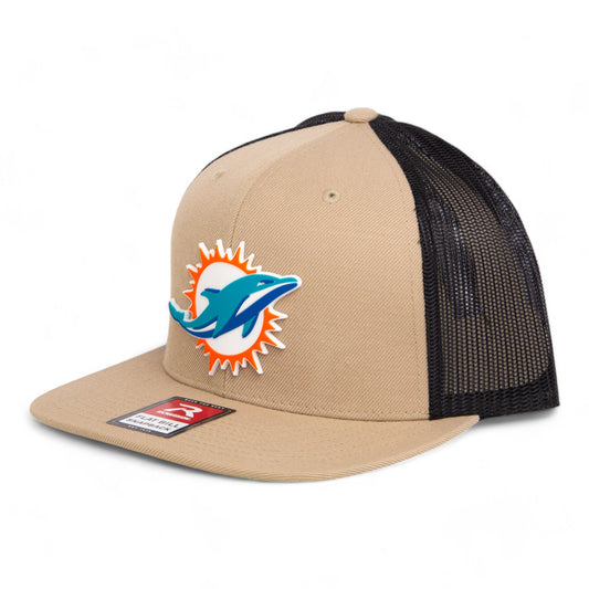 Miami Dolphins 3D Wool Blend Flat Bill Hat- Tan/ Black