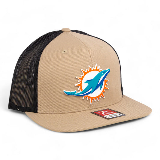 Miami Dolphins 3D Wool Blend Flat Bill Hat- Tan/ Black