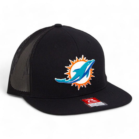 Miami Dolphins 3D Wool Blend Flat Bill Hat- Black