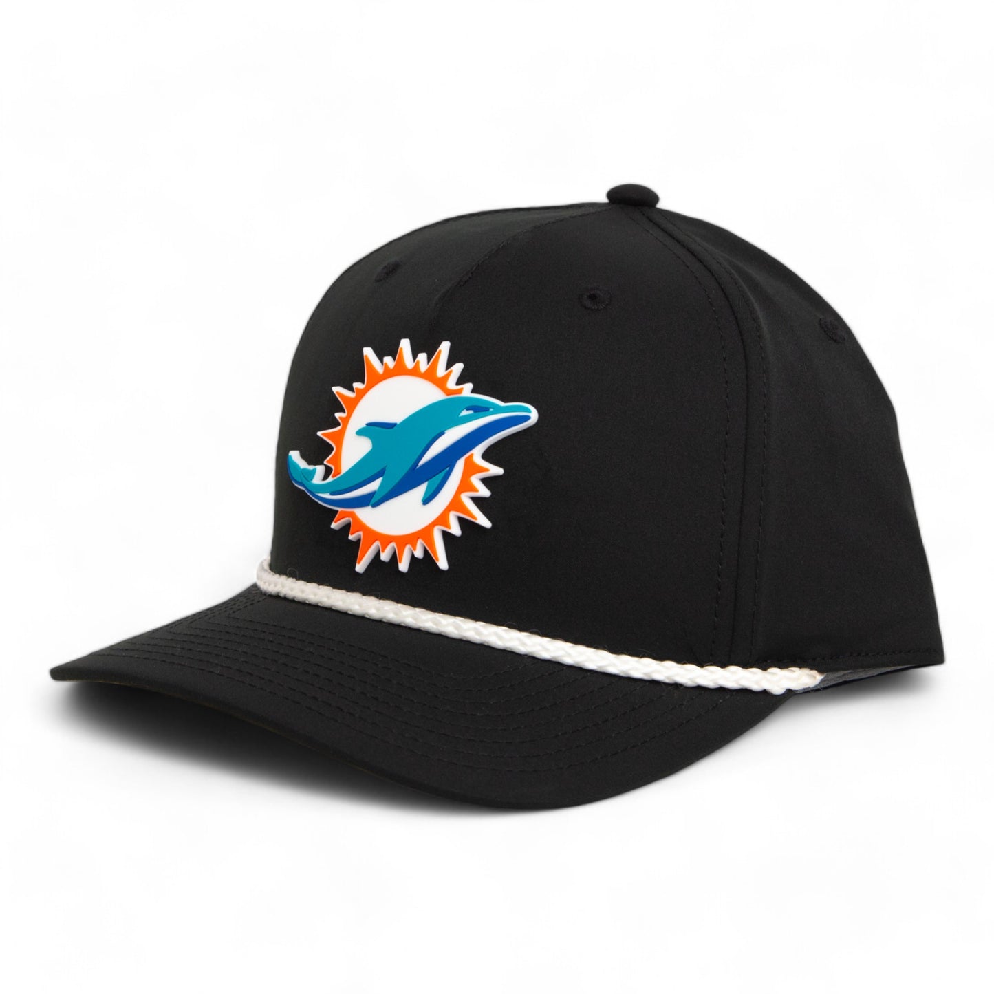 Miami Dolphins 3D Five Panel Classic Rope Hat- Black/ White