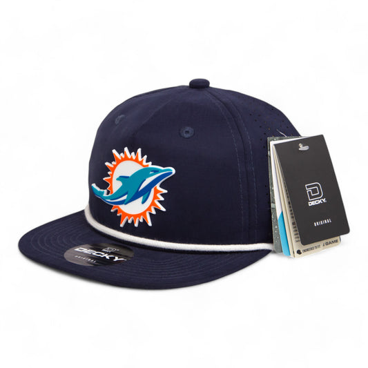 Miami Dolphins 3D Perforated Rope Hat- Navy/ White